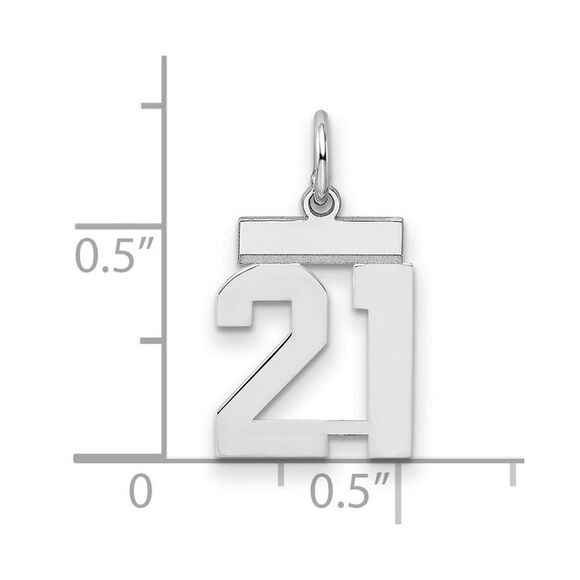 Sterling Silver, Athletic Collection, Small Polished Number 21 Pendant - Picture 2 of 3